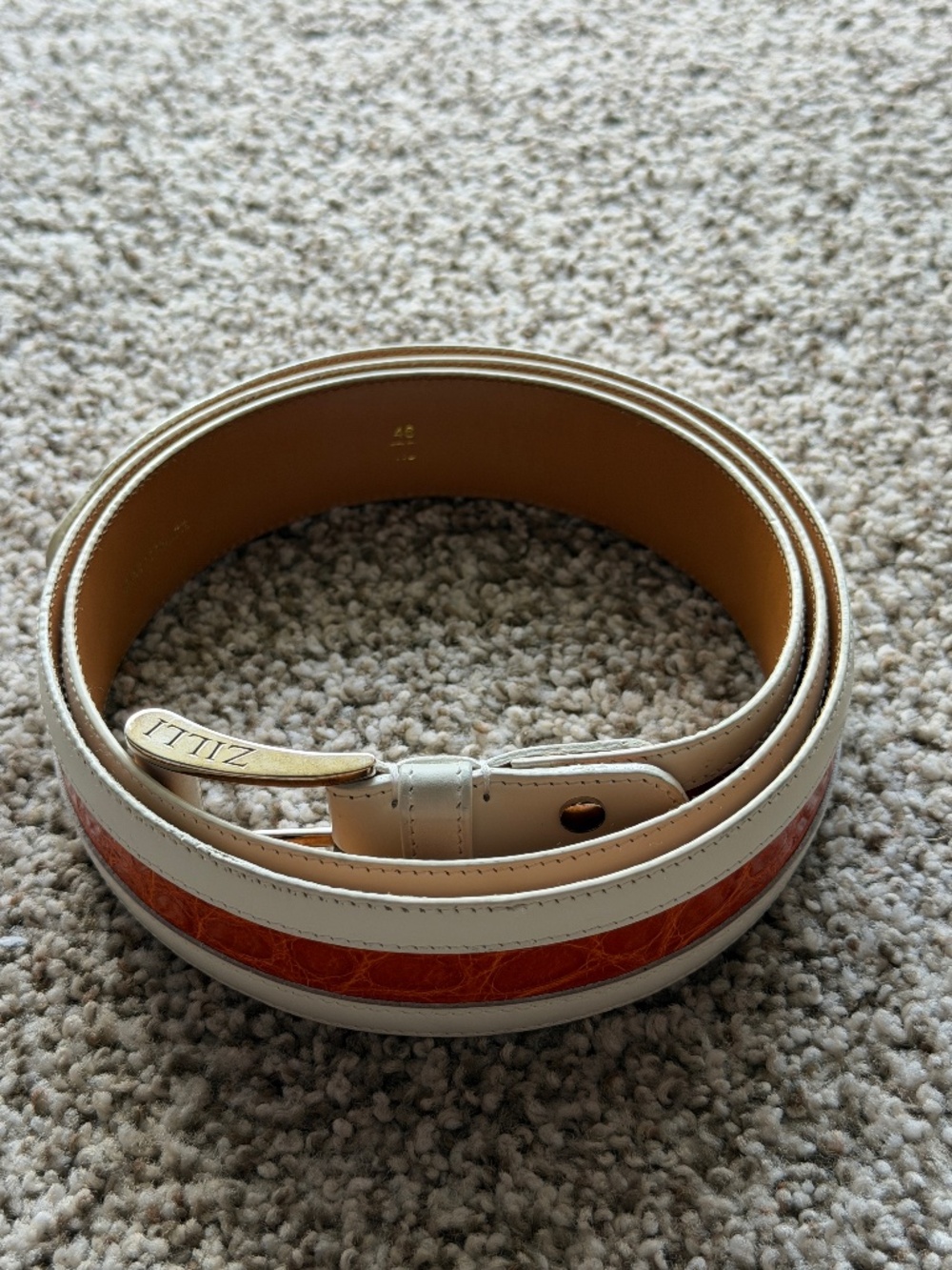 Zilli Reversible Leather Belt White/Cognac 46/115